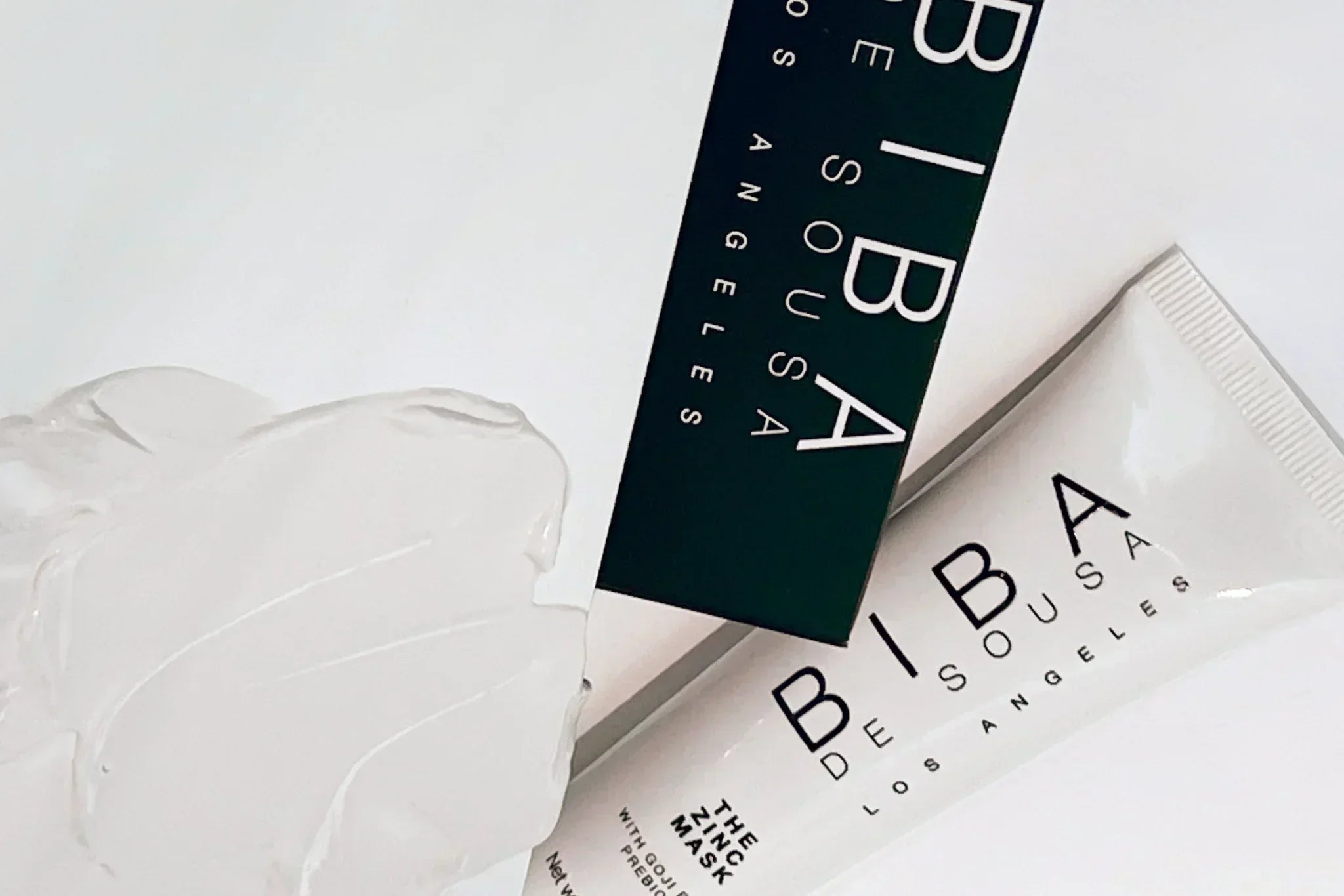 Acne-safe skincare product texture and packaging by Biba de Sousa Los Angeles, formulated without pore-clogging ingredients.