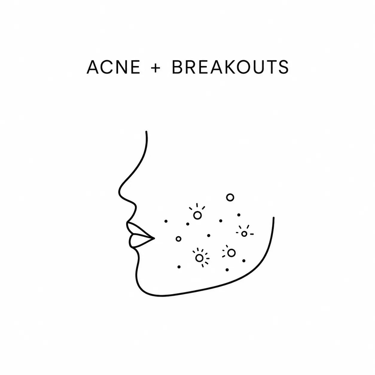 Acne and breakouts skincare concern icon with facial blemishes