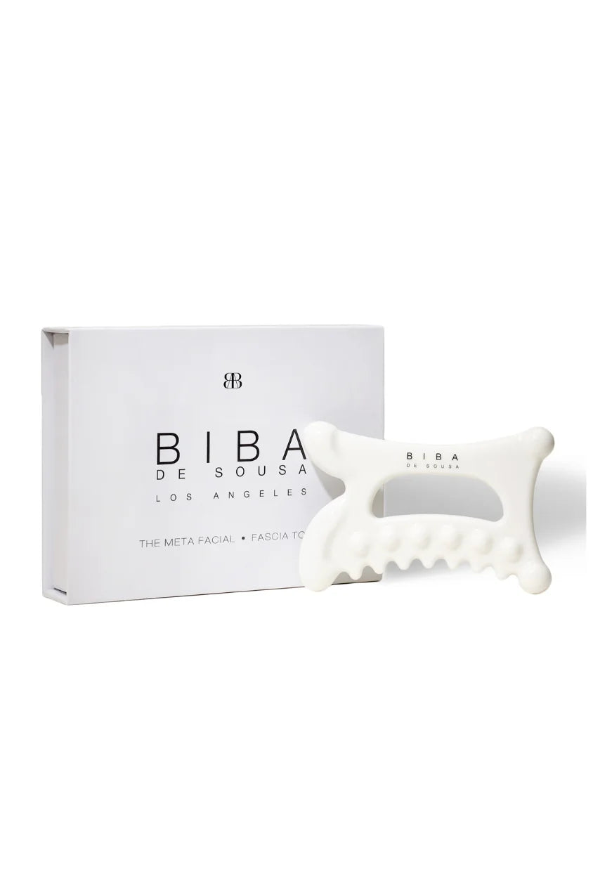 Biba de Sousa Meta Facial Fascia Tool with packaging white fascia massage tool for lymphatic drainage and facial sculpting