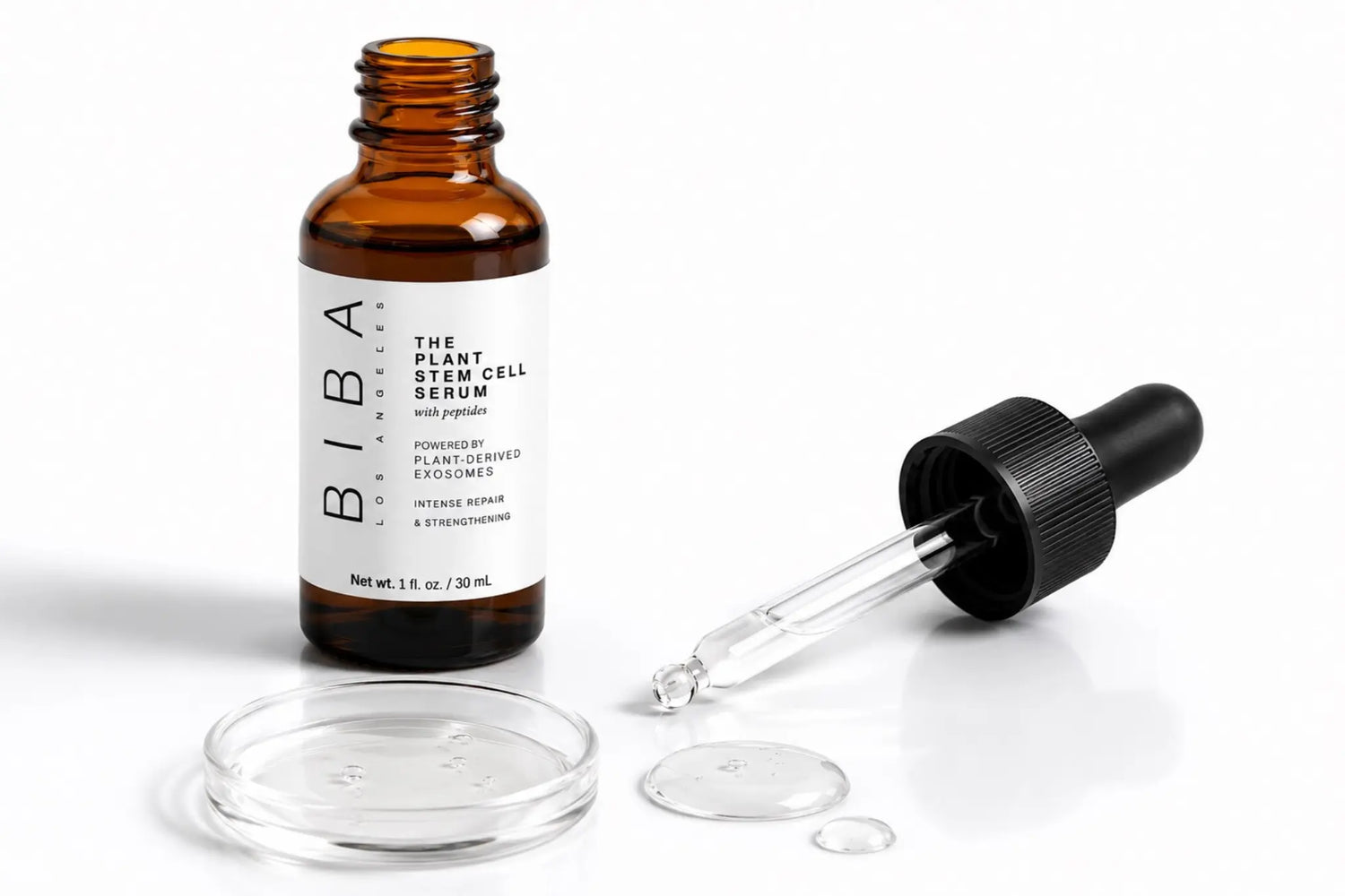 Biba Plant Stem Cell Serum with plant-derived exosomes and dropper.