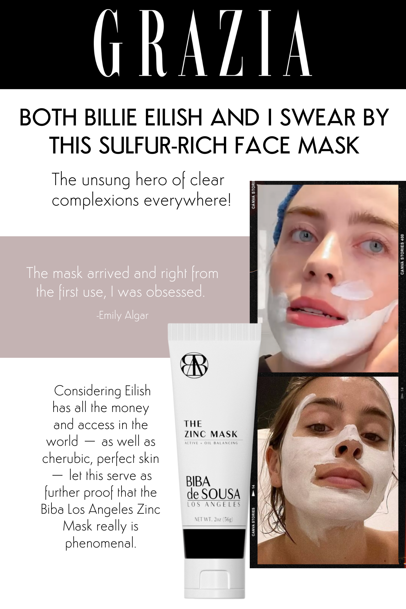 Grazia Billie Ellish - Biba Los Angeles Skincare Routine