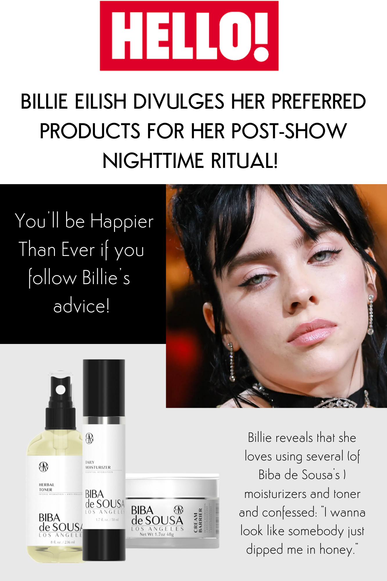 Hello Billie Eillish - Biba Los Angeles Skincare routine
