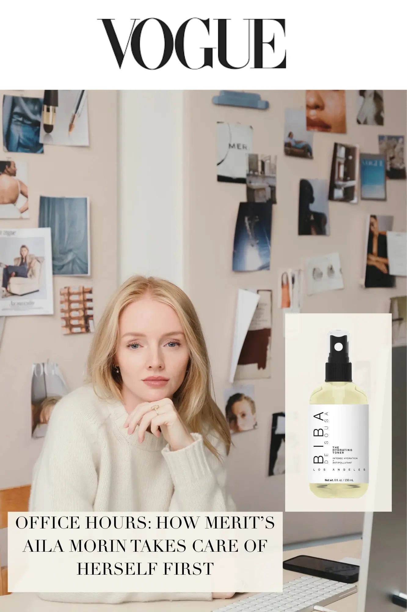 Biba Los Angeles Hydrating Toner included in the daily routine of Merit's CMO Aila Morin