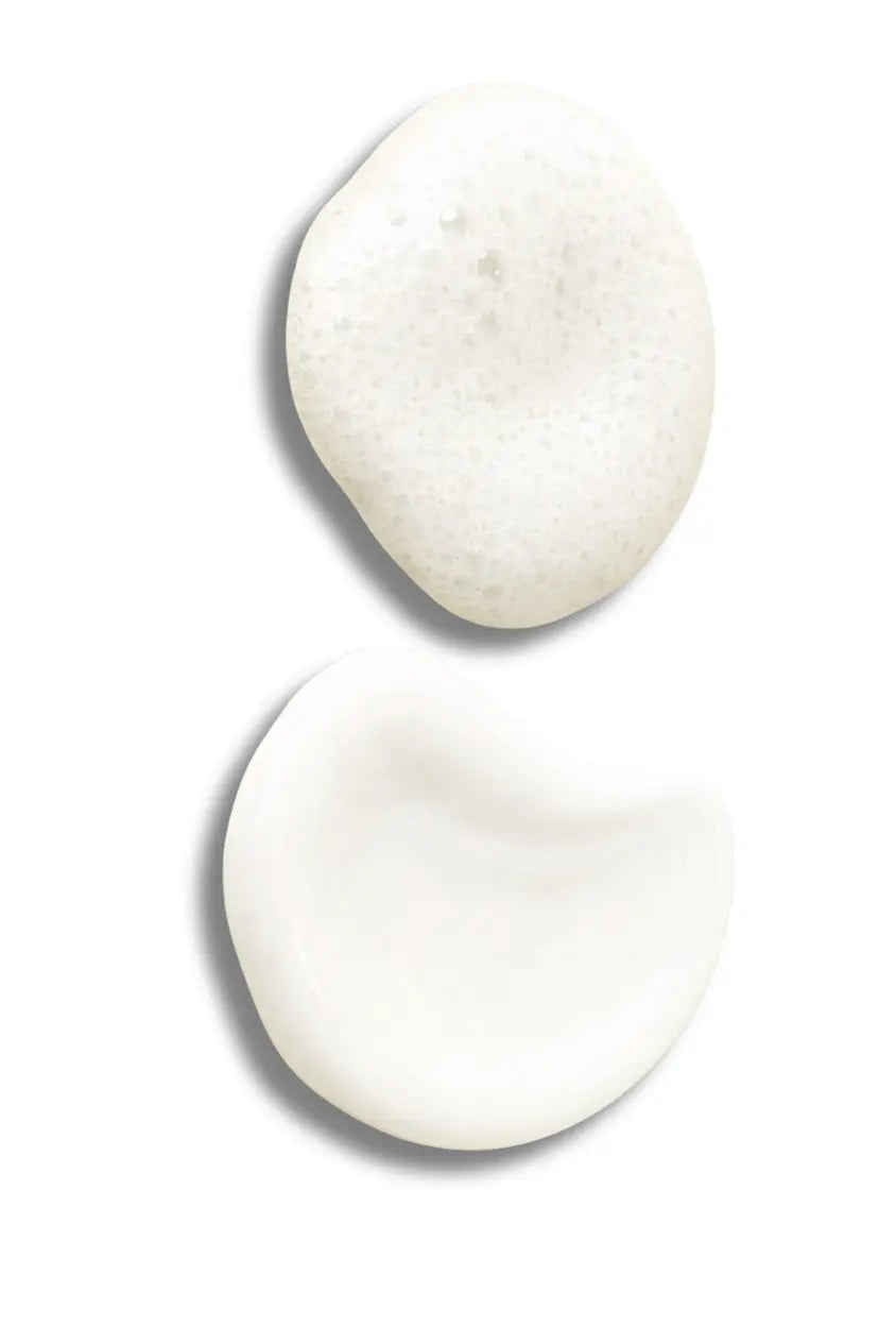 Acne wash foam and acne gel textures on neutral background