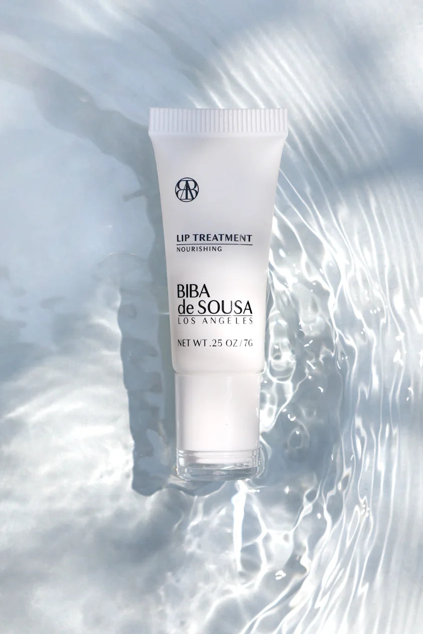 BIBA Los Angeles peptide lip treatment balm on water for hydration and moisture imagery
