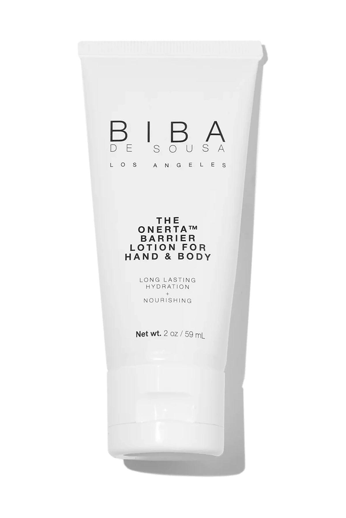 Biba Los Angeles Onerta barrier hand and body lotion travel size moisturizing lotion tube
