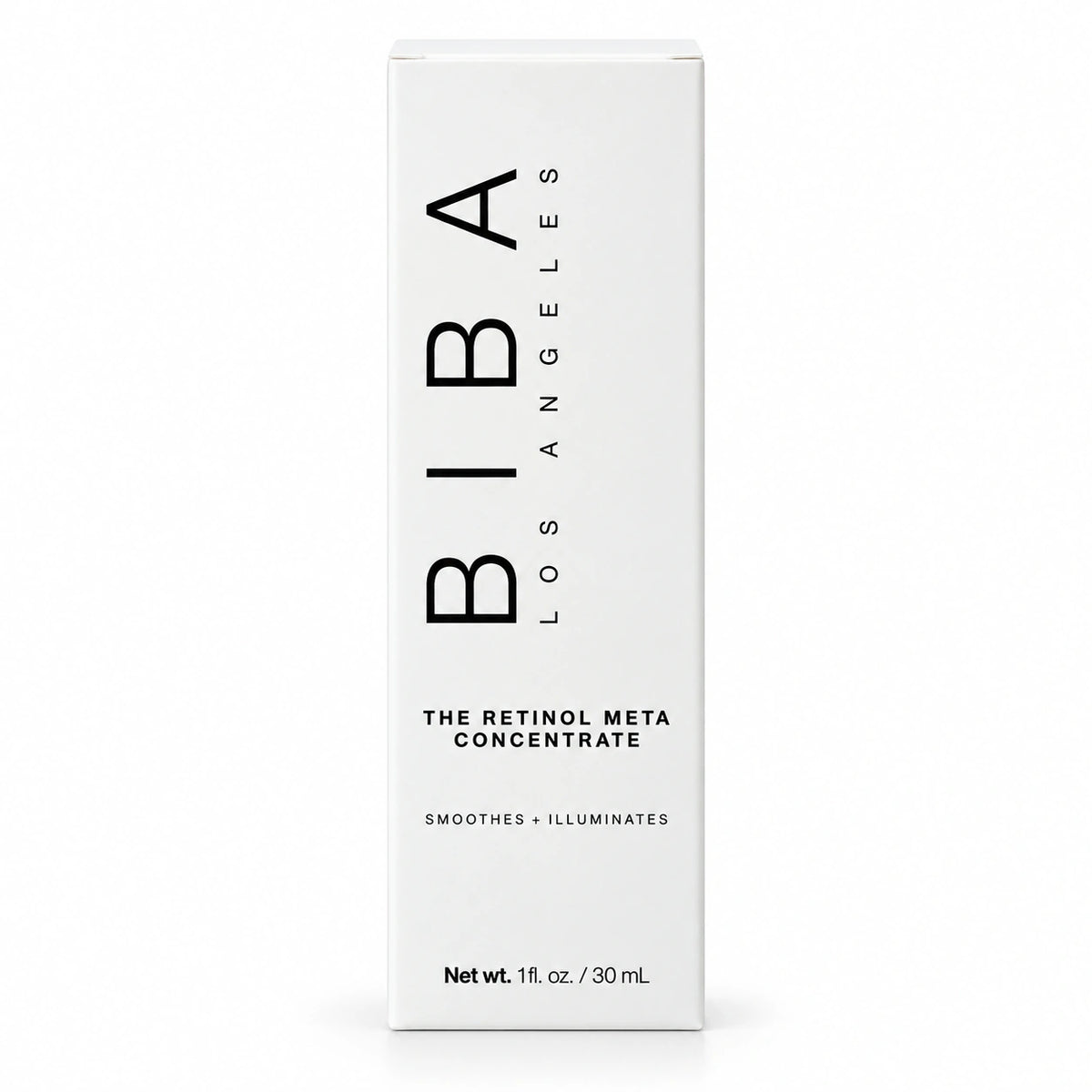 Biba Los Angeles Retinol Meta Serum box on white background