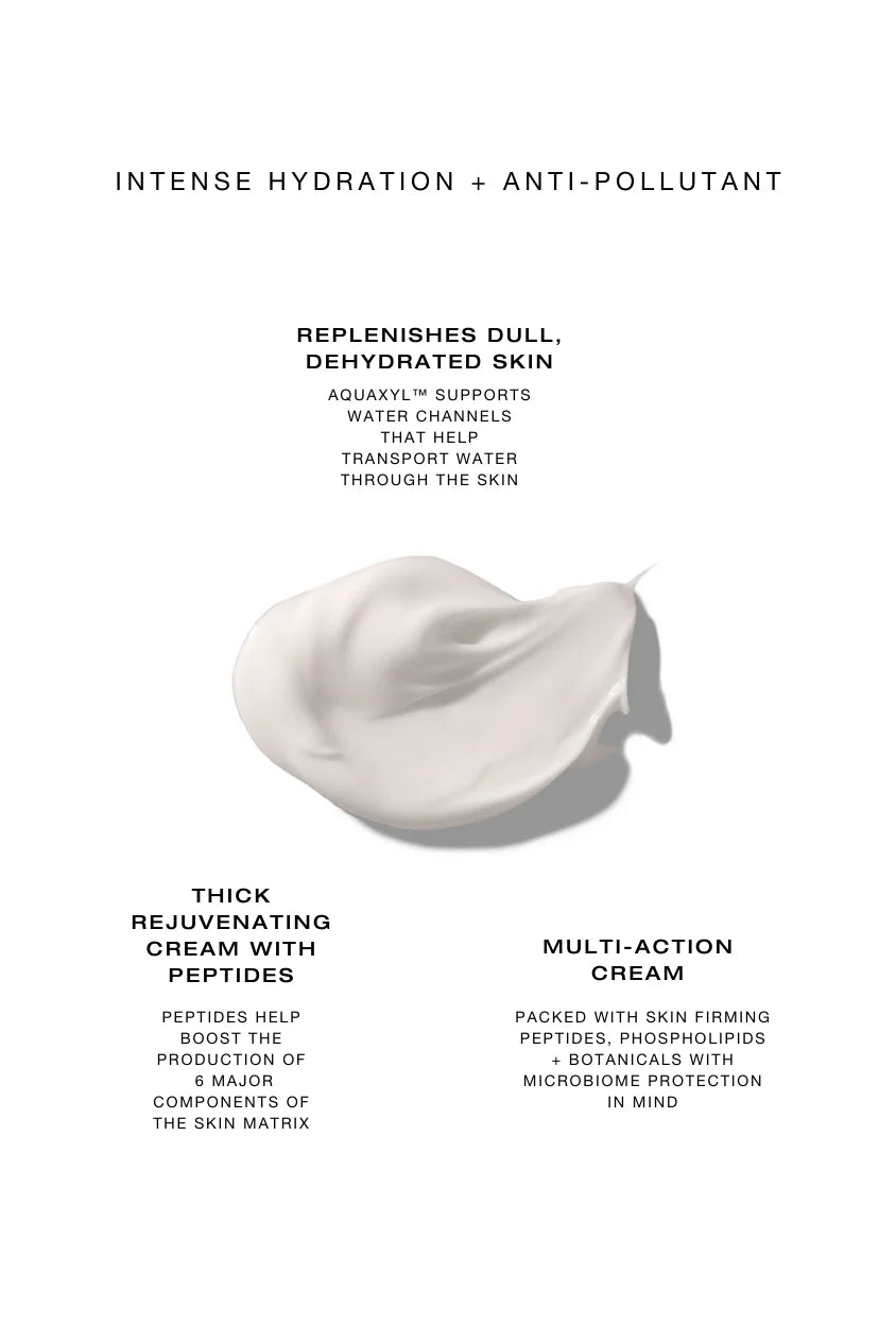 Texture of Cream Barrier moisturizer by BIBA Los Angeles, showing a thick, creamy consistency on a white background.
