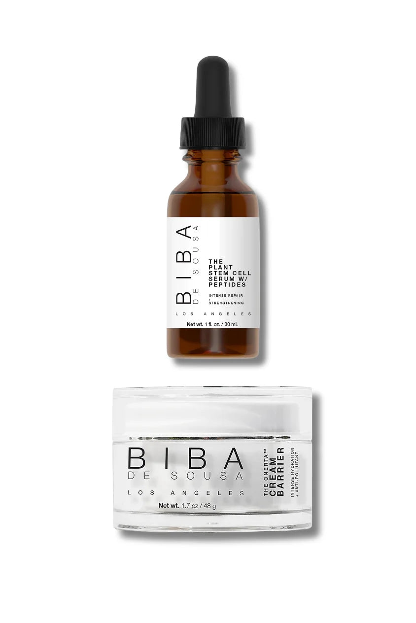 Biba de Sousa Plant Stem Cell Serum with Peptides and Onerta Cream Barrier hydrating skincare duo
