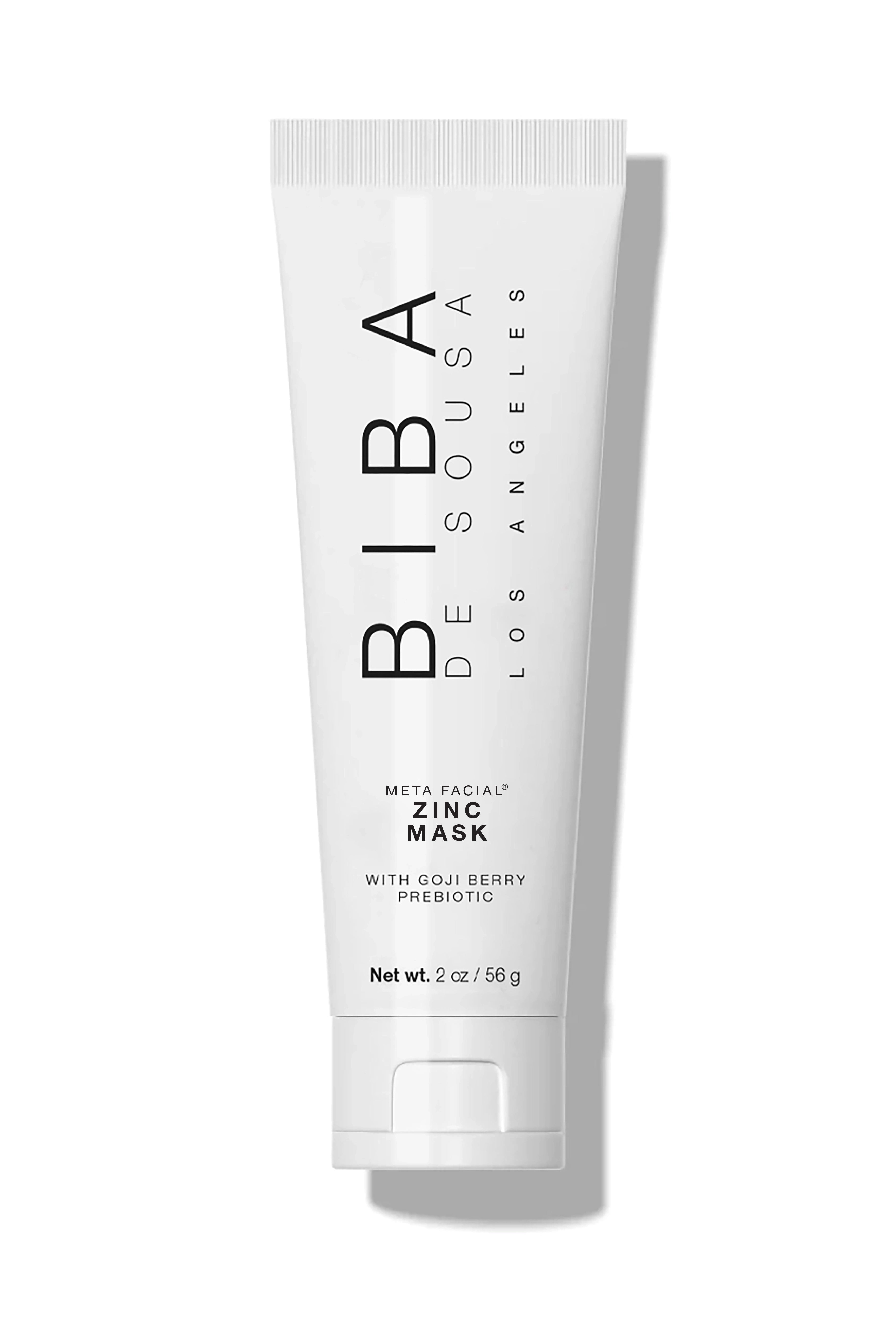 META FACIAL® Zinc Mask by Biba Los Angeles, zinc and prebiotic treatment mask designed to support calmer, clearer-looking skin.